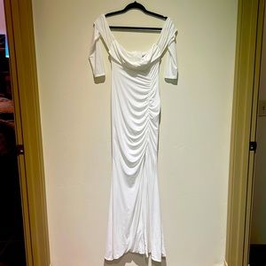 Club L London White Draped Long Sleeve Size 4